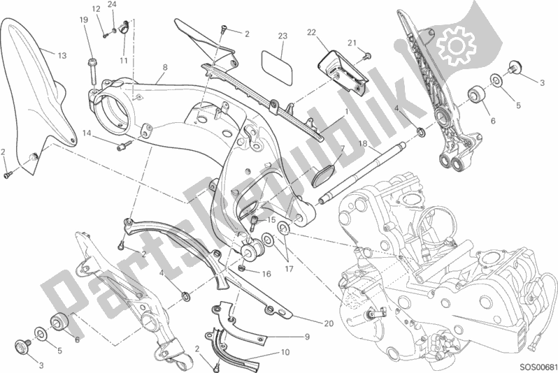 Todas as partes de Forcellone Posteriore do Ducati Hypermotard SP 821 2014